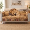 Lion Couple Sofa Cover, Golden Savanna Home Decor, Gift for Wildlife Lovers