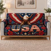 USA Bald Eagle Sofa Cover, long sofa view