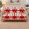 Candy Cane and Red Bow Sofa Cover, Festive Christmas Home Decor, Gift for Holiday Lovers