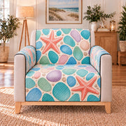 Pastel Sea Glass and Starfish Sofa Cover, single-seat armchair view