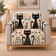 Black and White Cats Sofa Cover, single-seat armchair view