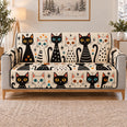 Black and White Cats Sofa Cover, Playful Geometric Home Decor, Gift for Cat Lovers