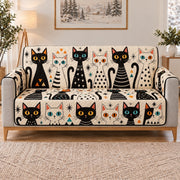 Black and White Cats Sofa Cover, long sofa view