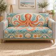 Orange Octopus Sofa Cover, long sofa view