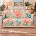 Pastel Coral and Seashell Sofa Cover, Coastal Home Decor, Gift for Beach Lovers