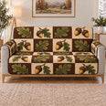 Oak Leaves and Acorns Sofa Cover, Rustic Autumn Home Decor, Gift for Nature Lovers