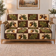 Oak Leaves and Acorns Sofa Cover, long sofa view