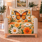 Monarch Butterfly and Daisy Sofa Cover, single-seat armchair view