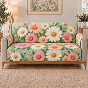 Pastel Daisy Garden Sofa Cover, long sofa view