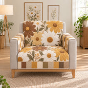 Warm Neutral Daisy Sofa Cover, single-seat armchair view