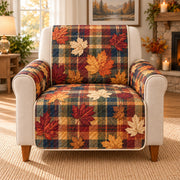 Autumn Maple Leaf Plaid Sofa Cover, single-seat armchair view