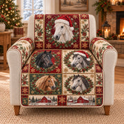 Christmas Horse Patchwork Sofa Cover, single-seat armchair view