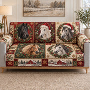 Christmas Horse Patchwork Sofa Cover, sofa view