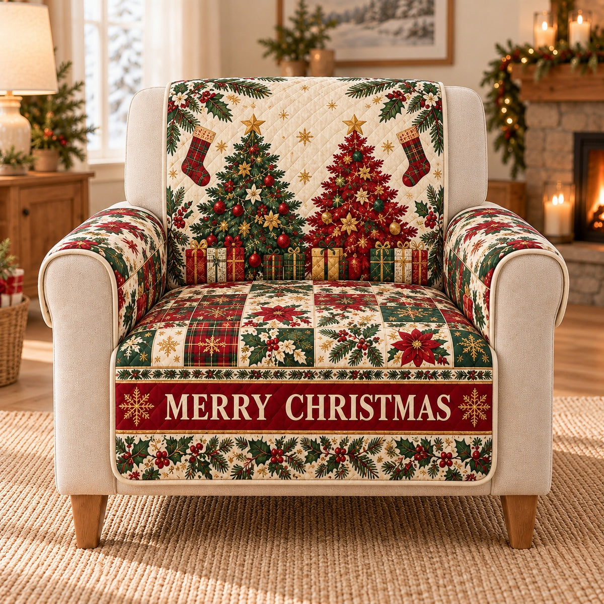 Christmas Trees Sofa Cover, single-seat armchair view