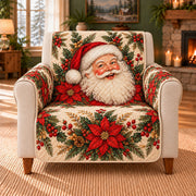 Santa Claus Poinsettia Sofa Cover, single-seat armchair view