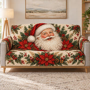Santa Claus Poinsettia Sofa Cover, sofa view