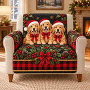 Christmas Golden Retriever Sofa Cover, single-seat armchair view
