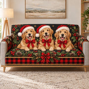 Christmas Golden Retriever Sofa Cover, sofa view