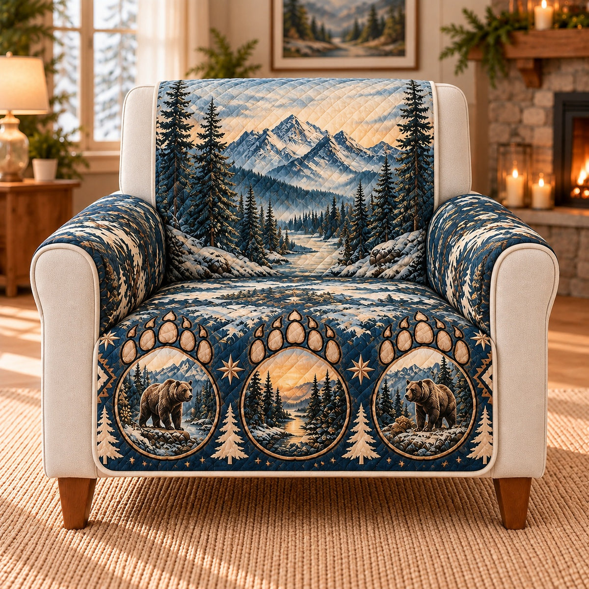 Mountain Bear Paw Sofa Cover, single-seat armchair view