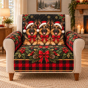 Christmas German Shepherd Sofa Cover, single-seat armchair view