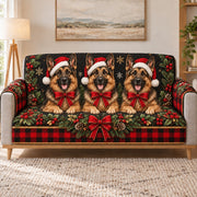 Christmas German Shepherd Sofa Cover, sofa view