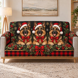 Christmas German Shepherd Sofa Cover, Holiday Dog Decor, Gift for German Shepherd Lovers