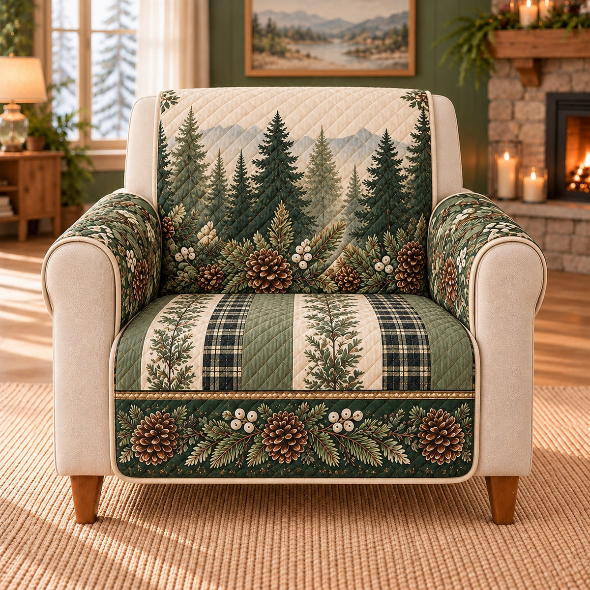 Evergreen Forest Sofa Cover, single-seat armchair view