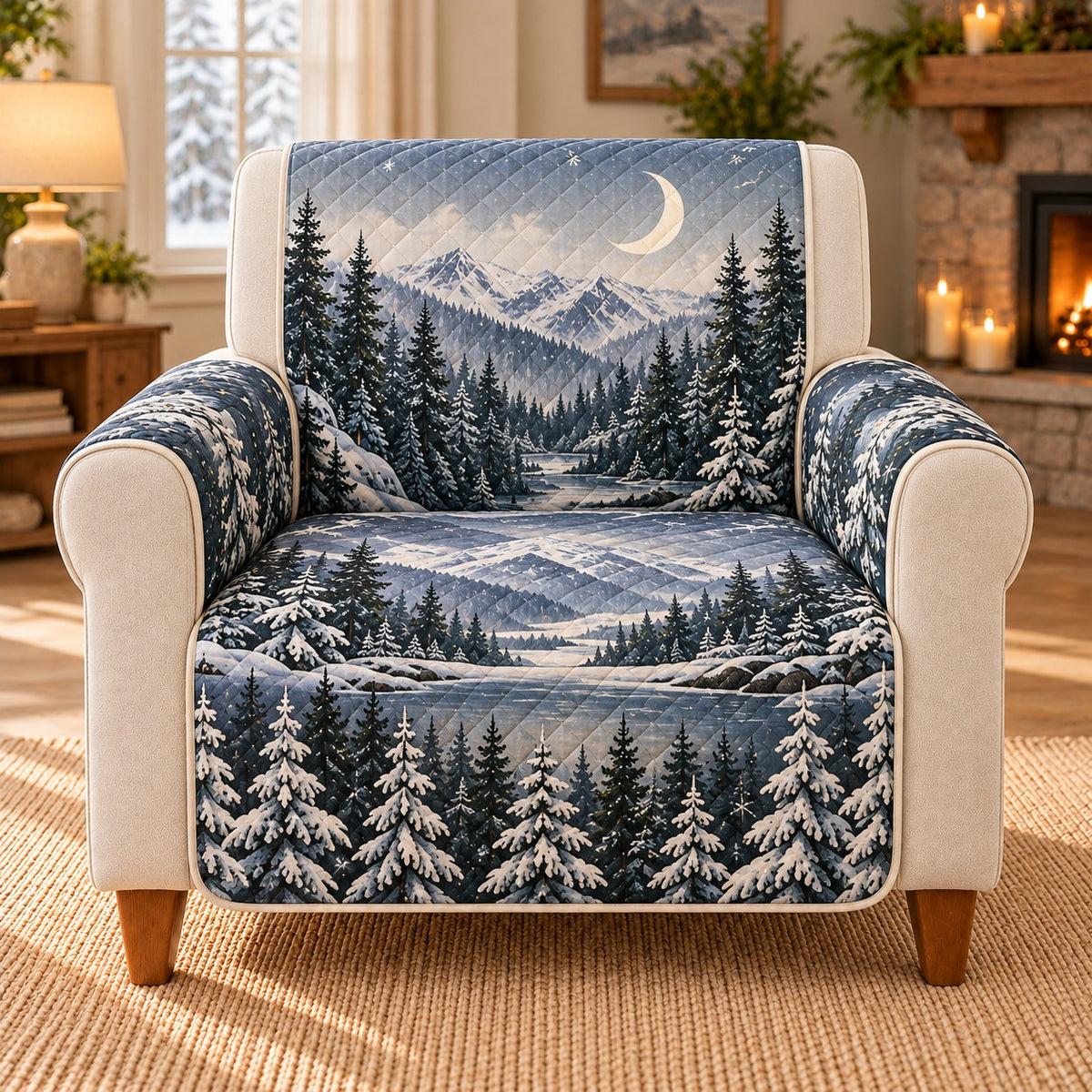 Moonlit Winter Forest Sofa Cover, single-seat armchair view