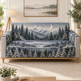 Moonlit Winter Forest Sofa Cover, Snowy Mountain Cabin Decor, Gift for Nature Lovers