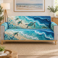 Sea Turtle Ocean Sofa Cover, Blue Coastal Living Room Decor, Gift for Turtle Lovers