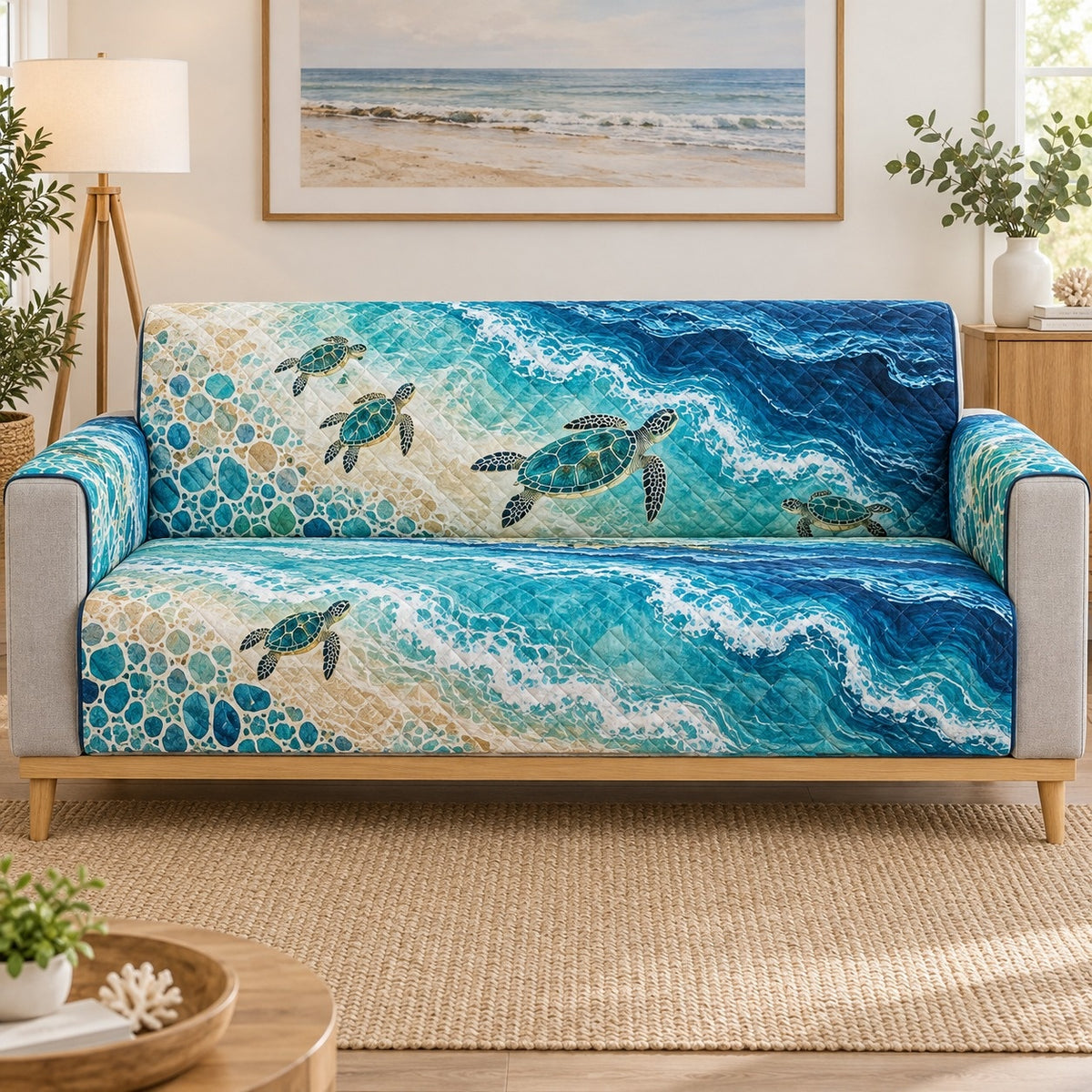Sea Turtle Ocean Sofa Cover, sofa view