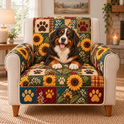 Bernese Mountain Dog Sunflower Sofa Cover, single-seat armchair view