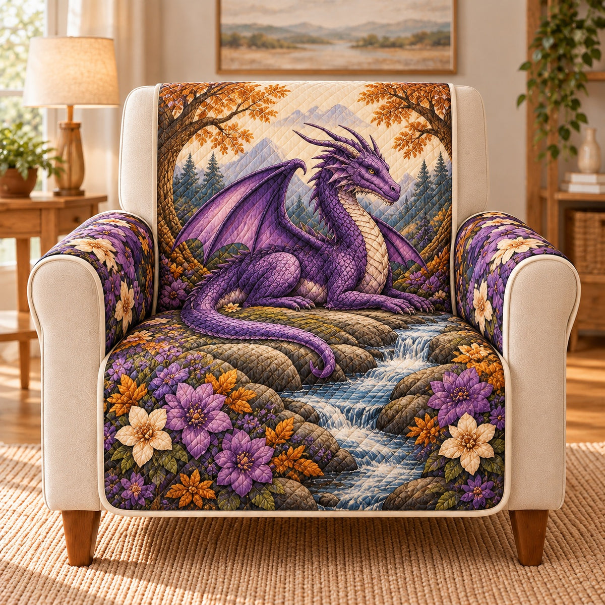 Purple Dragon Forest Sofa Cover, single-seat armchair view