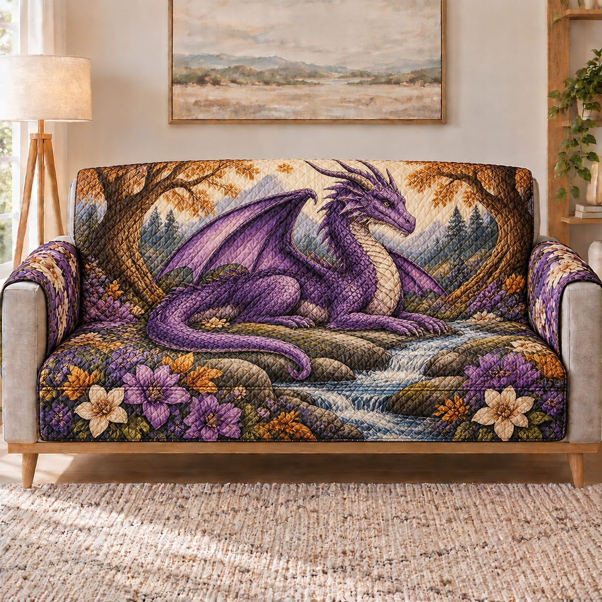Purple Dragon Forest Sofa Cover, sofa view