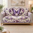 Purple Butterfly and Roses Sofa Cover, Floral Home Decor, Gift for Butterfly Lovers