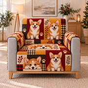 Corgi Patchwork Sofa Cover, single-seat armchair view