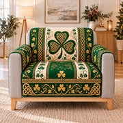 Emerald Celtic Shamrock Sofa Cover, single-seat armchair view