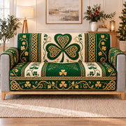 Emerald Celtic Shamrock Sofa Cover, long sofa view