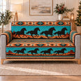 Running Horses Southwest Sofa Cover, Turquoise Western Decor, Gift for Horse Lovers
