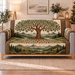 Celtic Tree of Life Sofa Cover, Woodland Mountain Home Decor, Gift for Nature Lovers