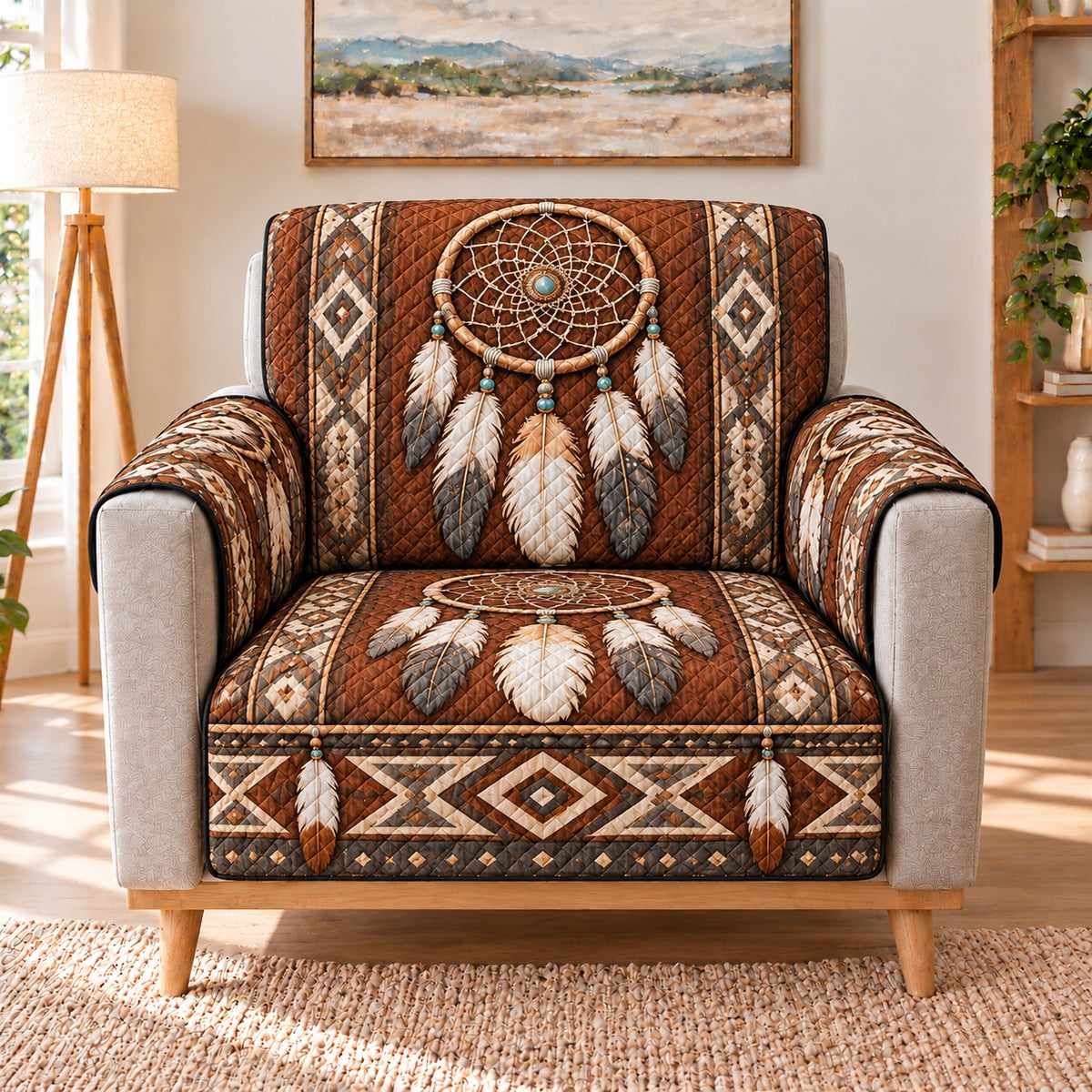 Dreamcatcher Feather Sofa Cover, single-seat armchair view