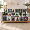 Rustic Christmas Tree Patchwork Sofa Cover, Cozy Holiday Decor, Gift for Christmas Lovers