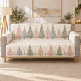 Pastel Christmas Trees Sofa Cover, Soft Winter Holiday Decor, Gift for Christmas Lovers