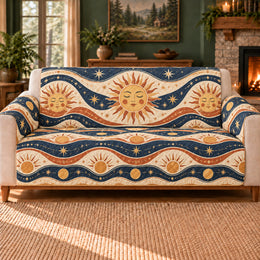 Solar Ripple Bands Sofa Cover, Celestial Decor, Gift for Stargazers
