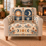Solstice Window Row sofa cover on a beige armchair