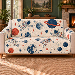 Spacesuit Pocket Motifs Sofa Cover, Space Decor, Gift for Young Space Fans