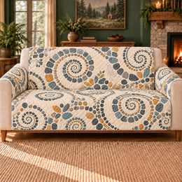 Spiral Pebble Mosaic Sofa Cover, Science Decor, Gift for STEM Enthusiasts
