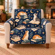 Star Cat Book Scatter sofa cover on a beige armchair