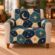 Star Chart Mosaic sofa cover on a beige armchair