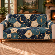 Star Chart Mosaic sofa cover on a beige sofa